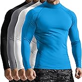 Velvelhall 4 Pack Men's Compression Shirts Mock Neck Long Sleeve Workout Turtleneck Raglan Athletic Slim Fit Base Layer Tops