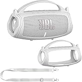 JCHPINE Silicone Cover Case for JBL Charge 5 Portable Bluetooth Speaker, Protective Skin Holder for JBL Charge 5 Speaker Accessories (White Case, NOT Fit Wi-Fi Version)