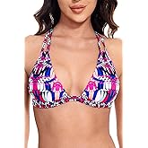Lucky Brand Womens Boho Blast Halter Bikini Top, Adjustable, Swimwear Separates for Women