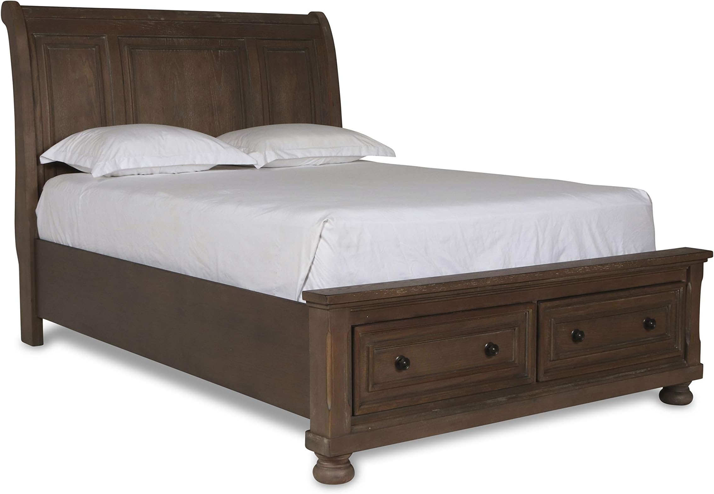 Fortuna Rustic Cal King Storage Bed in Rustic Weathered Brown