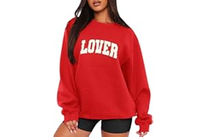 MAPICK Valentine Sweatshirts for Women Lover Glitter Patch Pullover Sweaters Long Sleeve Oversized Valentine Tops