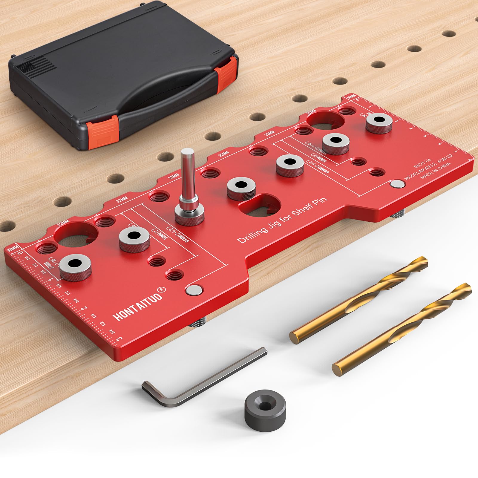 Photo 1 of Shelf Pin Jig,1/4 Inch Shelf Pin Drilling Jig,Aluminum Alloy Cabinet Hole Drilling Template For Woodworking,Cabinet Hardware Jig
