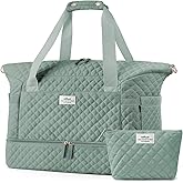 ETRONIK Travel Bag for Women, Gym Duffel Bag with Shoes Compartment, Weekender Overnight Bag with Wet Pocket for Women Travel Gym Daily Use (Green)