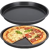Tomotato 2Pcs Pizza Pan, 6in/9in/10in/12in Deep Dish Round Pizza Pan for Oven, Non Stick Thickened Carbon Steel Baking Pan for Home Kitchen, Dishwasher Safe(12in)