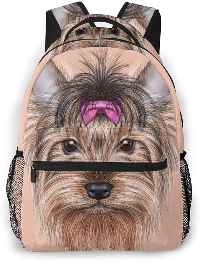 MLULPQ& Backpack Daypack,Yorkshire Terrier with Cute Ribbon Animal