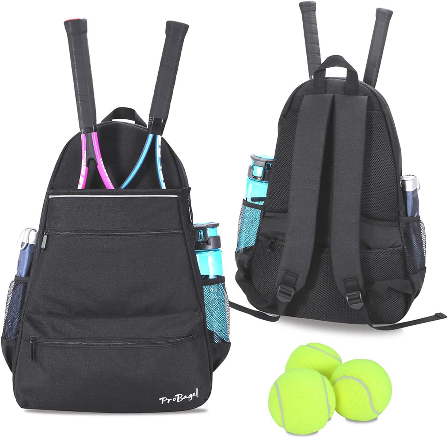 ProBagel Tennis Bag, Tennis Backpack for Women and Men with Upgraded Features to Hold 2 or 3 Tennis Rackets/Racquets, Waterproof Material, Multifunctional Sports Bag : Sports & Outdoors