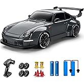 ACAMMZAR RC Drift Car, 1:24 Remote Control Car for Kids, 20KM/H 4WD High Speed RC Cars with LED Lights, Two Batteries, Extra Drifting Tires, Vehicle for Adults Boys Girls