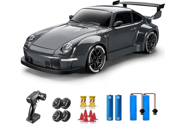 ACAMMZAR RC Drift Car, 1:24 Remote Control Car for Kids, 20KM/H 4WD High Speed RC Cars with LED Lights, Two Batteries, Extra 