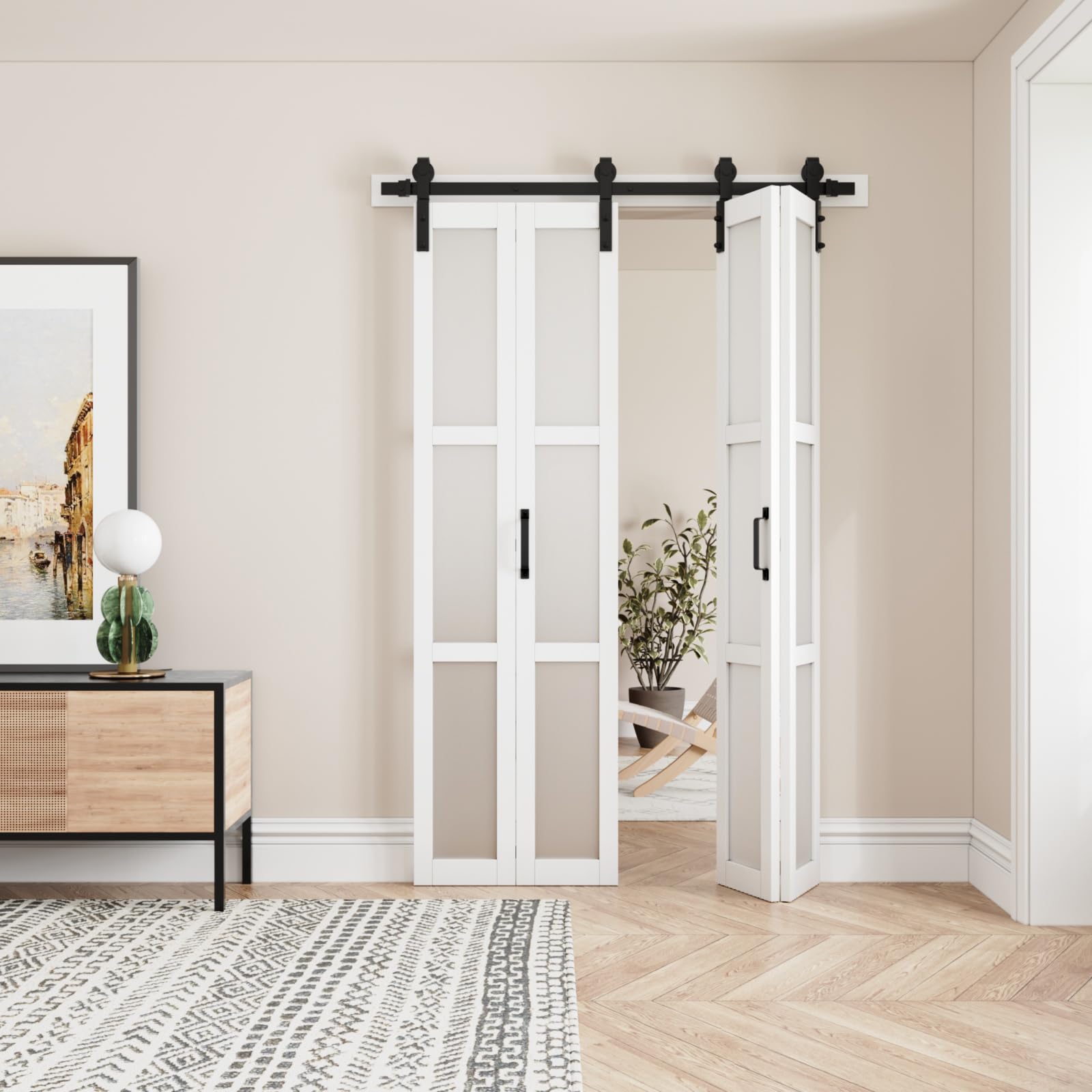 Paintable Bifold Barn Door, Fingerprint-Resistant 3