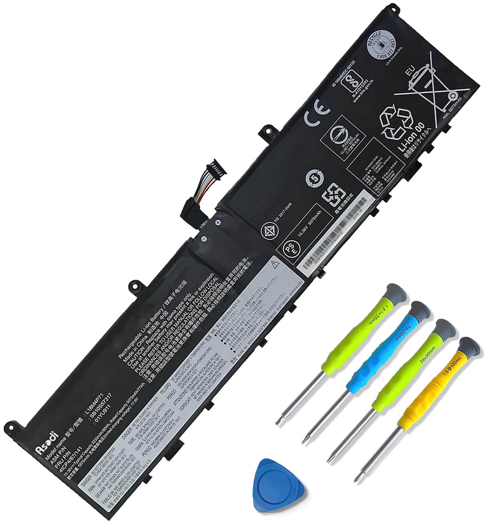 Photo 1 of **POSSIBLY FOR PARTS/ UNKNOWN DAMAGES** ASODI L18M4P71 Laptop Battery for Lenovo ThinkPad X1 Extreme 1st Gen/2nd Gen ThinkPad P1 1st/2nd Gen Series 01AY969 L17C4P72 L17M4P72 01AY968 01YU911 5B10V98091 SB10Q76929 SB10Q76928 80Wh.