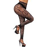 Buitifo Women Sexy Tights Fishnet Opening Leggings Stripe Pantihose Lingerie Pants