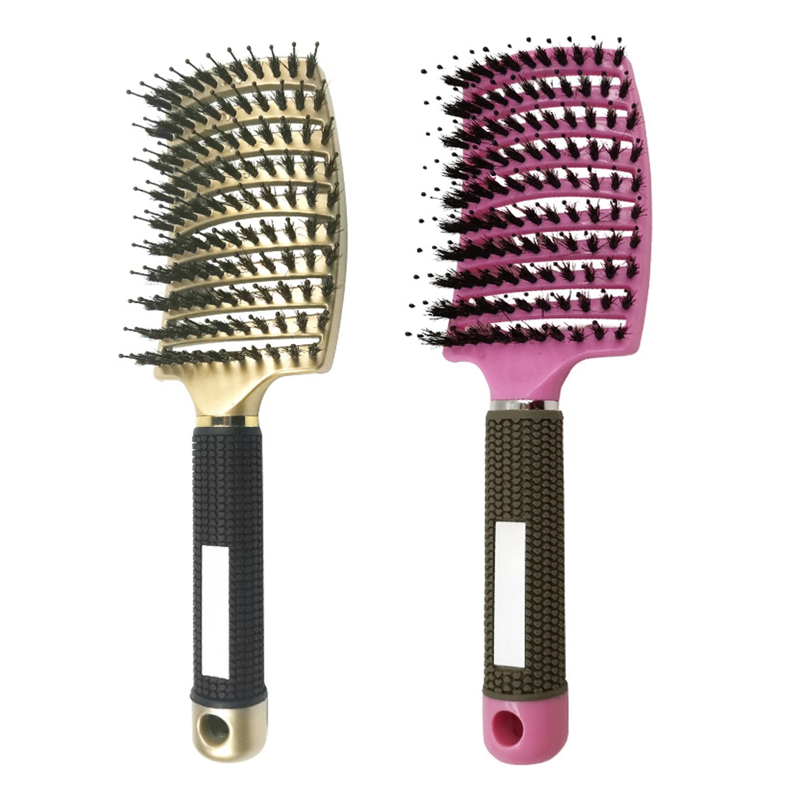 Voremy Ultra Detangler Magic Brush, Anti-Static Boar Bristle Hair Brush, Fast Blow Drying Hairstreaq Detangling Brushes for kids Women Men Long, Thick, Thin, Curly, Tangled Hair (Golden + Pink)