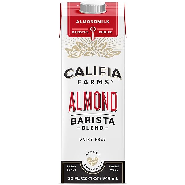 CALIFIA FARMS – ORIGINAL ALMOND BARISTA BLEND ALMOND MILK, 32 OZ, SHELF STABLE, DAIRY FREE, PLANT BASED, VEGAN, GLUTEN FREE, NON GMO, HIGH CALCIUM, MILK FROTHER, CREAMER