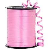 OMISELIO Pink Ribbon, 500 Yard Crimped Pink Curling Ribbon, Curling Ribbon for Gift Wrapping, Curly Ribbon, Balloon String, Balloon Ribbon, Gift Ribbon for Baby Shower, Wedding, Birthday
