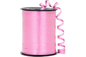 OMISELIO Pink Ribbon, 500 Yard Crimped Pink Curling Ribbon, Curling Ribbon for Gift Wrapping, Curly Ribbon, Balloon String, Balloon Ribbon, Gift Ribbon for Baby Shower, Wedding, Birthday