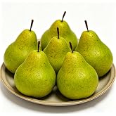 WJboand 6PCS Fake Brown Pear Artificial Lifelike Fake Fruits Decorative for Kitchen Party Home Ornament House Table Faux Fruit Centerpieces Sketch Photography Prop (Green)