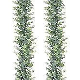ACIOPPL 2 Pack 11.6Ft Faux Eucalyptus Garland Plant Fake Hanging Vines Artificial Greenery Garland Eucalyptus Leaves Vine Faux Vine for Party Wedding Table Arch Wreath Christmas Thanksgiving Decor