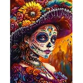 DIY Sugar Skull Women Diamond Painting 12x16 Inch, Full Round Drill Kits Mosaic Art for Adults Relax & Home Wall Decor Festival Gift 502