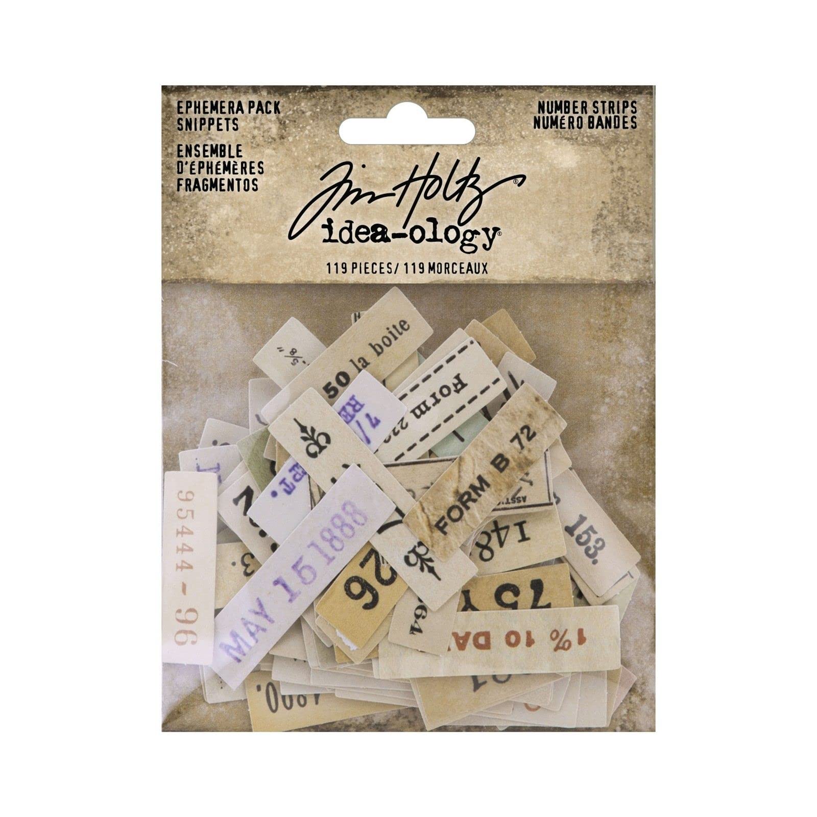 Tim Holtz Ephemera Snippets Number Strips Paper Crafts, Multi
