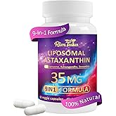 RimTuku Liposomal Astaxanthin Supplement Complex 9-in-1 with Ashwagandha, Lycopene, Zeaxanthin, Antioxidant Supplement Support Eye, Skin & Joint Health, 60 Capsules