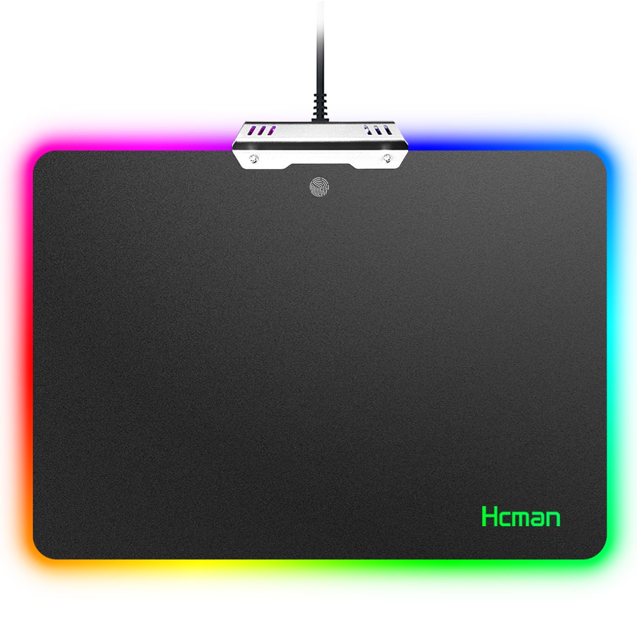 LED RGB Gaming Mouse Pad - Hcman Comfortable Lighting Hard USB Wired Colorful Waterproof Mice Mat for Computer PC & Mac Gamers (Black)