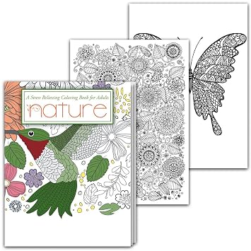 Adult Coloring Book With Animal Pictures And Beginners Nature Designs Stress Relieving Patterns For Men Women Paperback With Perforated Pages - 