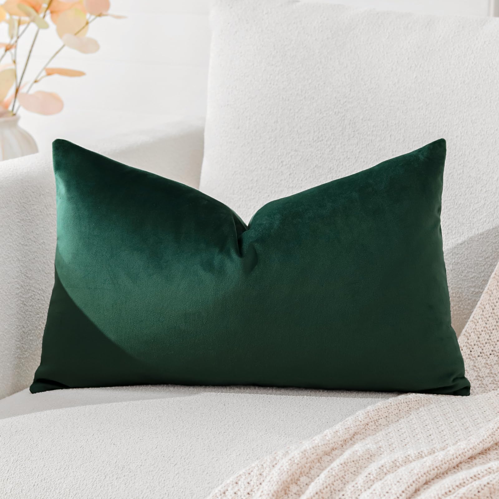 Artscope Luxury Velvet Cushion Covers Super Soft Decorative Throw Pillow Covers Case Lumbar Cushion Cases for Sofa Couch Bedroom Car Decor 30x50cm Army Green โ image 1