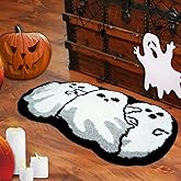 Good Haus Halloween Bath Rug for Bathroom Spooky Ghosts Bath Mat Bat Doormat Non Slip Cute Rugs for Kitchen Bedroom Holiday Outdoor Bedroom(Ghost)