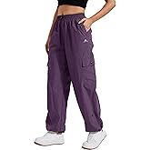 Pioneer Camp Womens Parachute Cargo Pants with Pockets Baggy High Waisted Quick Dry Hiking Pants Lightweight Wide Leg