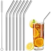 Acerich 6 Pcs Stainless Steel Straws, Reusable Metal Straws for 30 oz & 20 oz Tumblers Cups Mugs Cold Beverage, Free Cleaning