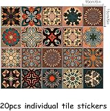 indabyo Moroccan Style Tile Stickers 20pk Brown Vintage Mosaic 15cm x 15cm Peel view 2