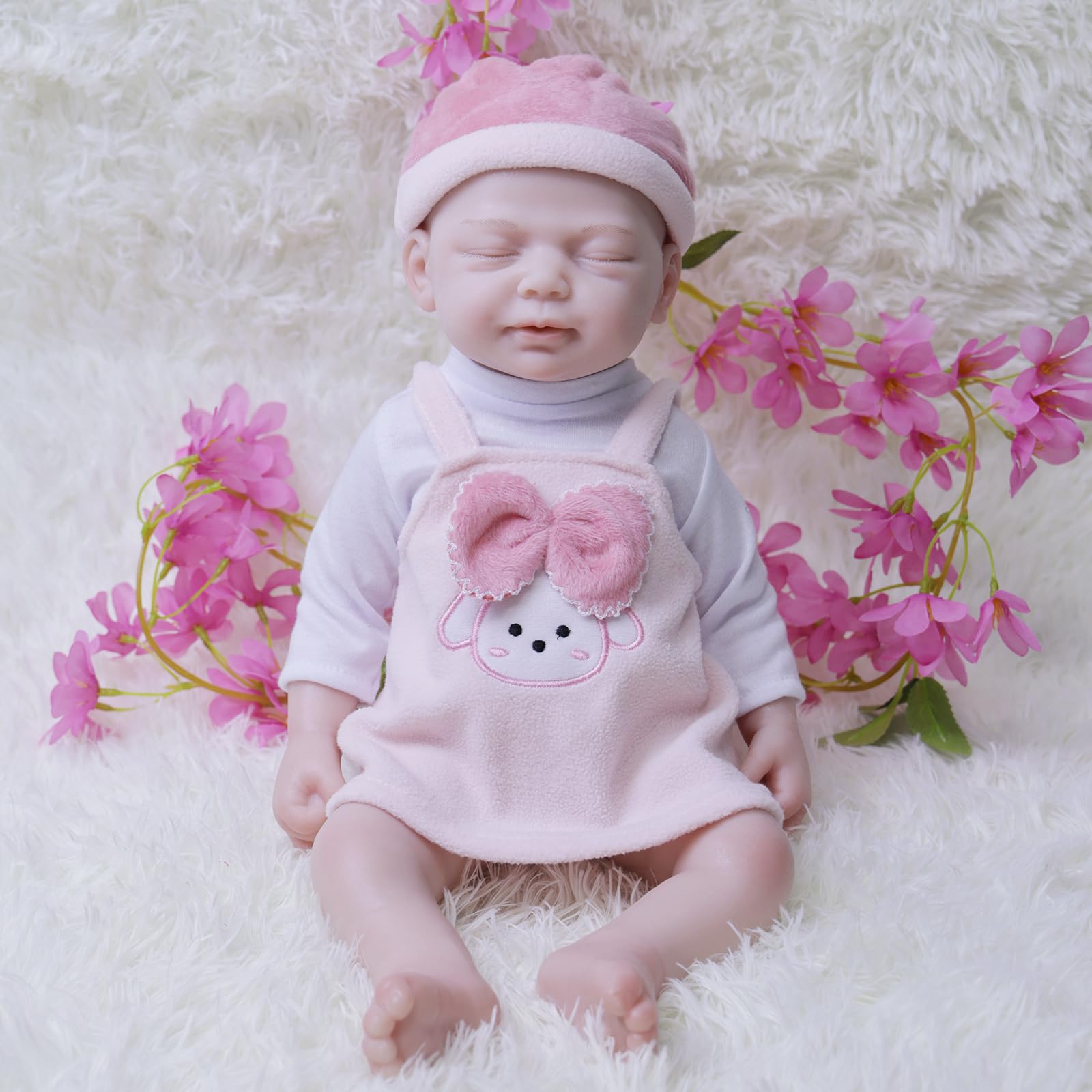 AISITE 15 Inch Reborn Baby Doll - Full Body Platinum Silicone, Realistic Sleeping Girl, Gift For Kids 3+