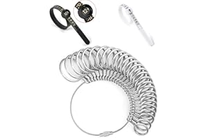 Monigte Ring Sizer Measuring Tool Kit, 27 PCS Stainless Steel Measuring Ring Tool, Ring Size 0-13 with Half Size, 2 PCS Reusa