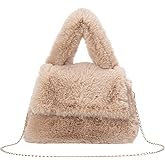 SUNBORRY Fluffy Tote Bag for Woman Plush Shoulder Handbag Furry Faux Fur Purse for Winter