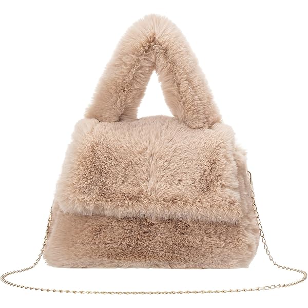 Amazon.com: YFJNV Trendy Faux Fur Backpack, Plush Fluffy  display picture 3