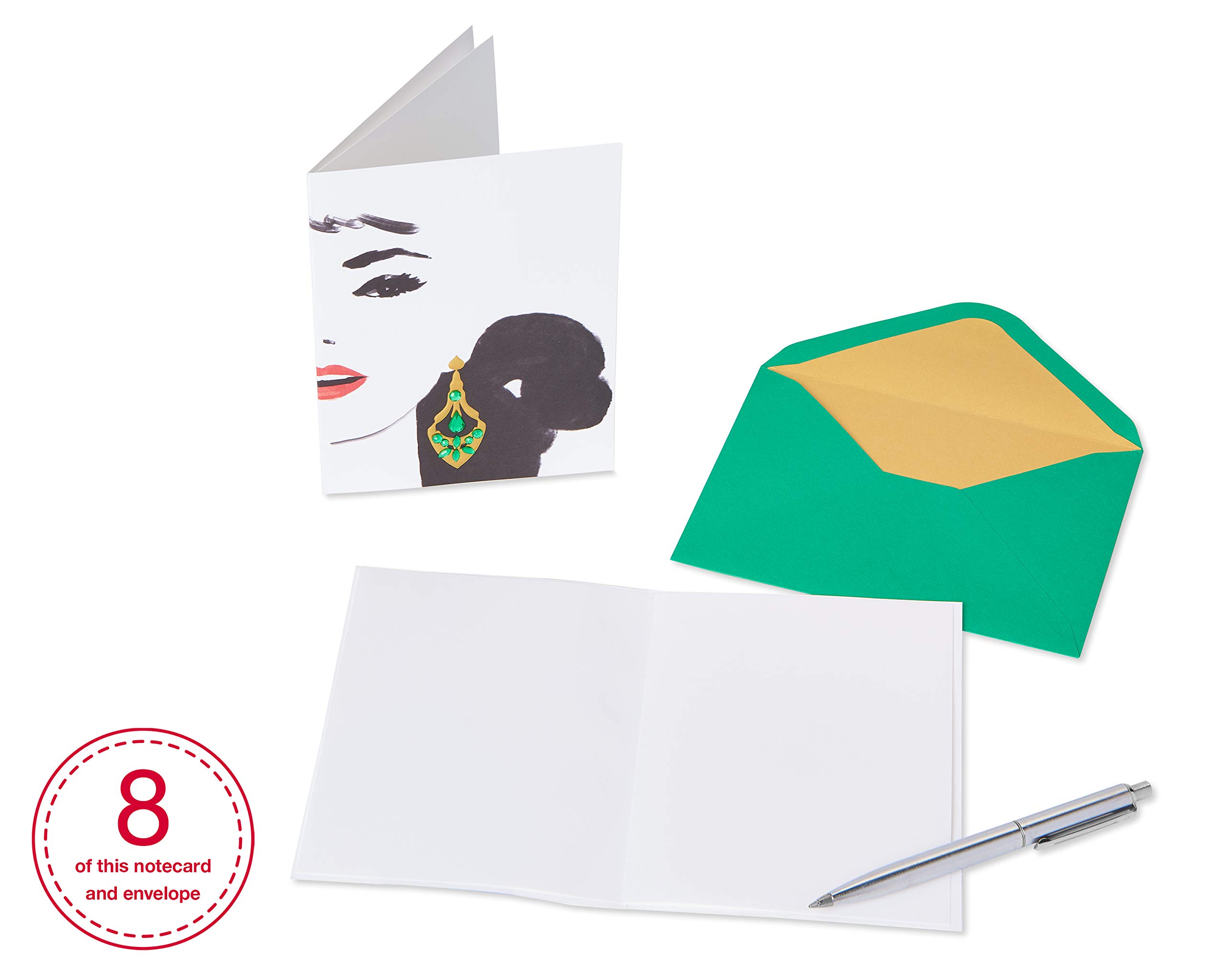 Blank Cards with Envelopes, Gem Earring (8-Count)