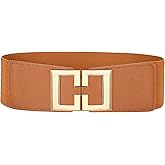 Wide Elastic Belts for Women Dresses Fashion Stretchy Waist Belt with Gold Buckle