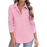 HOTOUCH Women Button Down Shirts Long Sleeve Stain Shield Dress Shirts Slim fit Work Blouses Office Business Tops