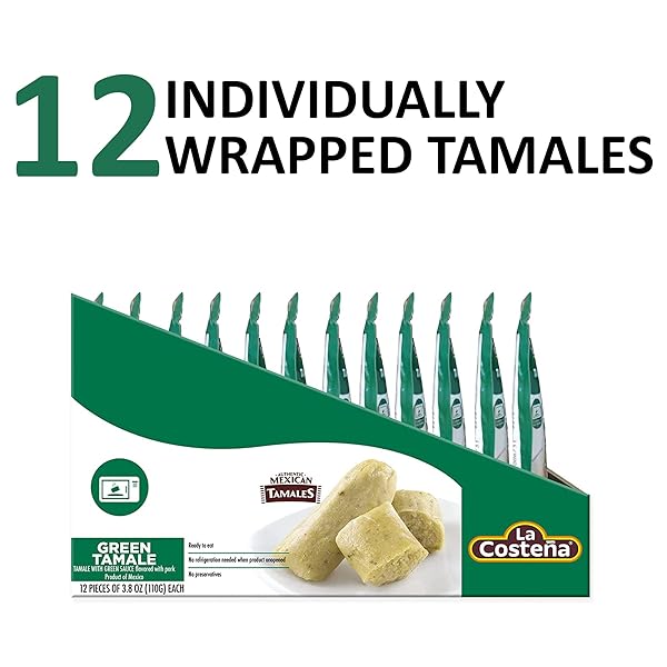 LA COSTEÑA TAMALES VERDES, PORK FLAVOR, MICROWAVEABLE, NO REFRIGERATION REQUIRED, 3.
