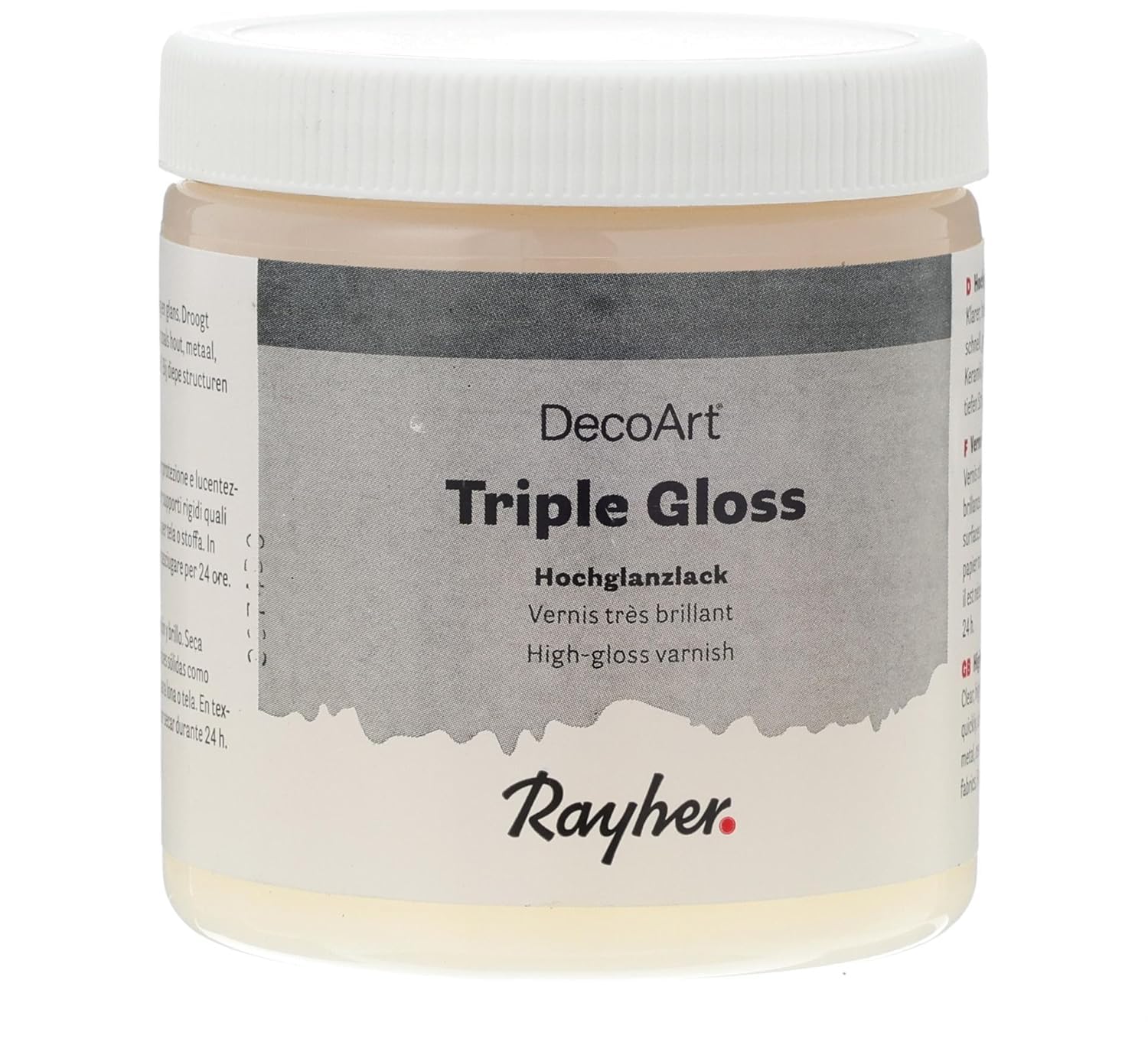 Rayher Brush on Gloss Varnish for Indoor Crafts, Clear Gloss Glaze, Sealer for Acrylic Paints with Glossy Finish, triple gloss, 236ml, 38067000