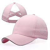 Girls Criss Cross Ponytail Hat Mesh Baseball Cap