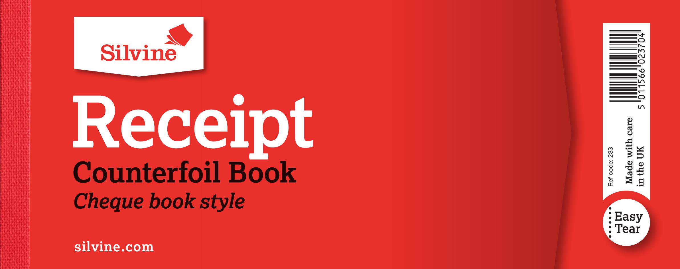 Silvine 3x8 Duplicate Receipt Book, Cheque Book Style - (40 Receipts)