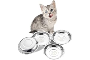VENTION Small Shallow Cat Food Bowls, Outer Dia. 5.7 in Whisker Fatigue Cat Bowl, Stainless Steel Cat Food Dish for Indoor Cats, Set of 4 Replacement Cat Bowls for Raised Station(10.8 Fl.oz)
