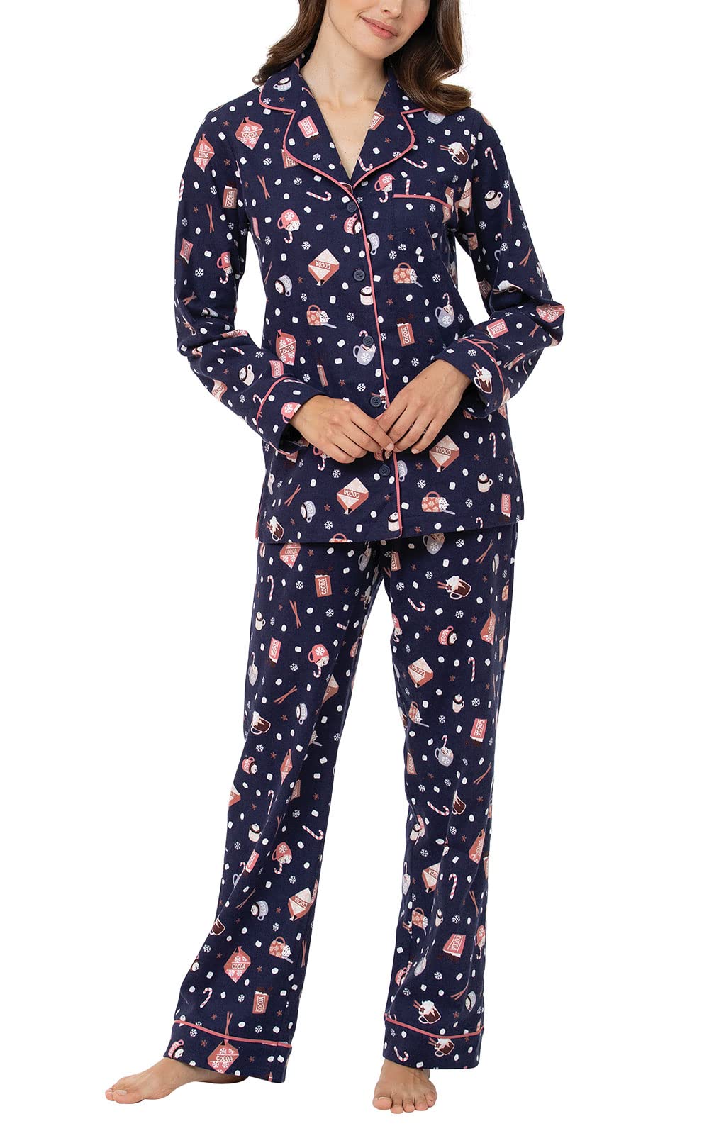 PajamaGram Womens Winter Pajamas - Warm Pajamas For Women, Mugs & Kisses, MD Image