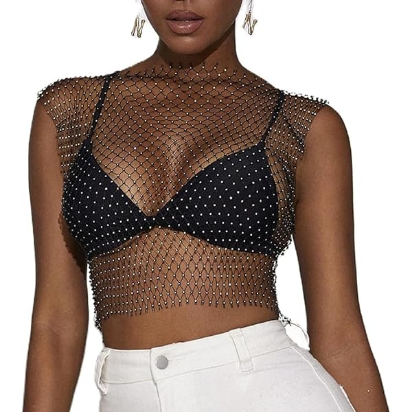 Sexy Rhinestones Body Cha Nightclubs Grid Catwalk Bikini Chest Necklace