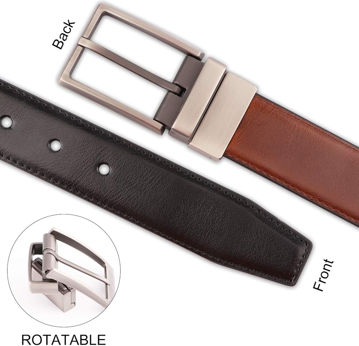 Leather Belts For Men - Mens Belt For Suits, Jeans, Uniform With Single Prong Buckle by MayBest: Clothing
