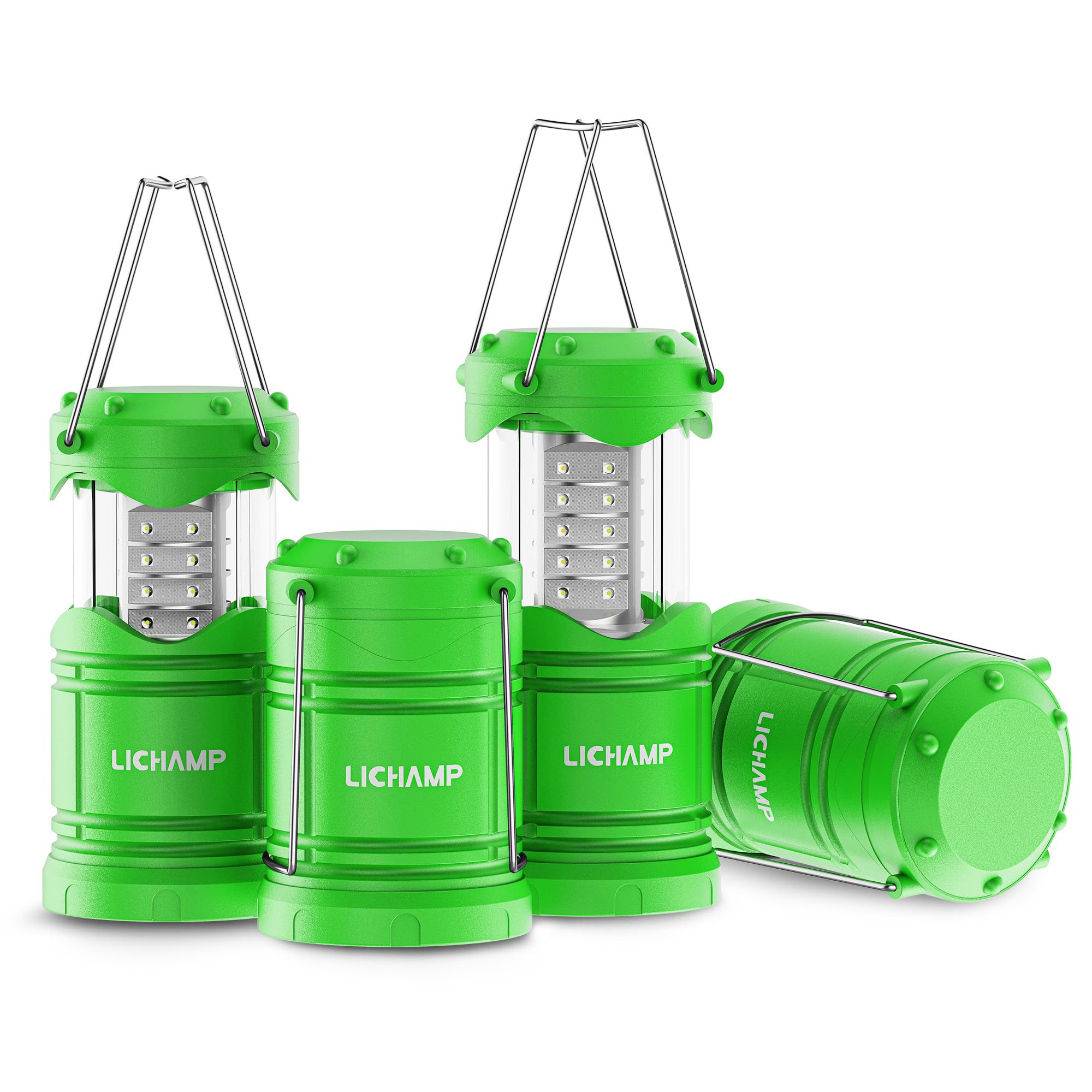 Photo 1 of Lichamp 4 Pack LED Camping Lanterns, Battery Powered Camping Lights LED Collapsible Flashlight Portable Emergency Supplies Kit, A4DG