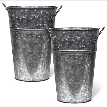Msciu Small Metal Buckets Planters Flower Decorative Vases With