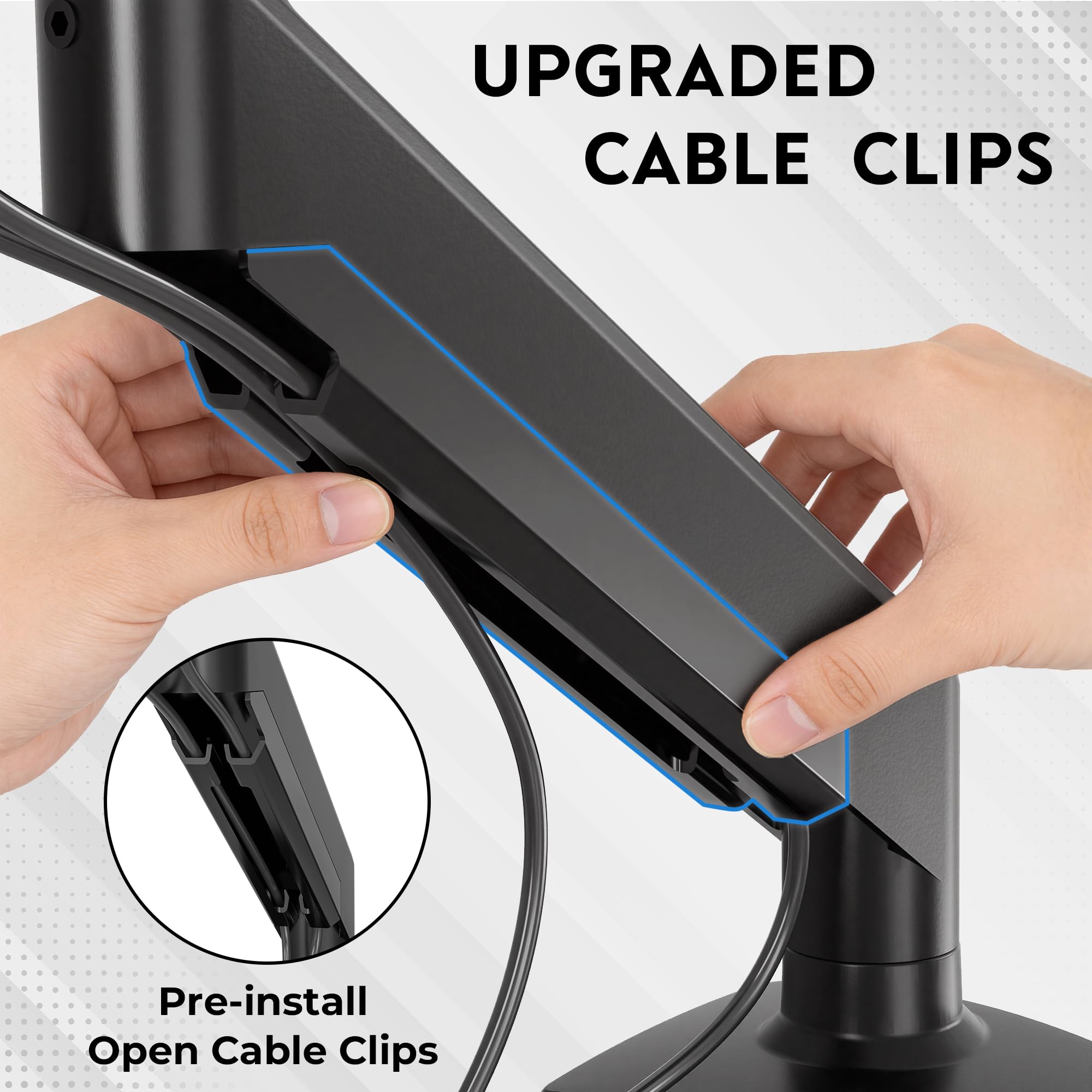 BONTEC Monitor Halterung 2 Monitore für 14-34 Zoll Bildschirme, Gasfeder Monitorhalterung, VESA 75/100, Neigbar, Schwenkbar, 360° Drehbar, Ergonomisch, Kabelmanagement, für Homeoffice und Gaming 7