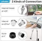 Leikedun Tap Spray Head Universal 360 Rotatable Aerator ABS Polished Chrome view 7